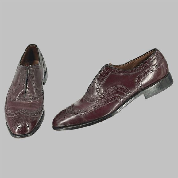 Allen Edmonds McAllister Men’s 12 B Burgundy Leather Wingtip Oxford Dress Shoes main image 7